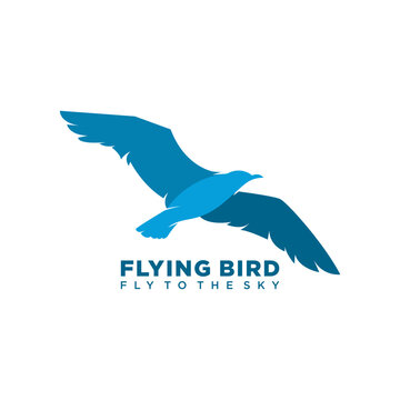 Flying bird logo. Logo with flying blue bird concept. logo with minimalist and modern style. suitable for business