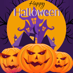 Halloween background with pumpkins