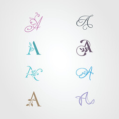 Set initial letter A logo design