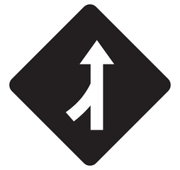 Merges left traffic road sign.