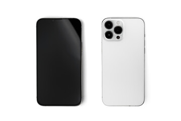 White mobile phone isolated on white background.