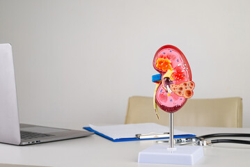 mockup kidney on work desk of doctor