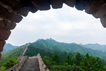 Great Wall in China，The Great Wall and the beautiful clouds in the morning