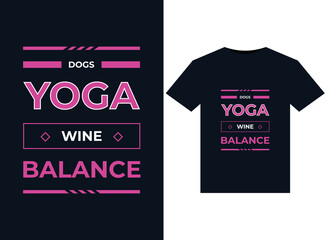 DOGS YOGA WINE BALANCE illustration for print-ready T-Shirts design