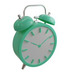 3d render of the cute alarm clock with transparent background side view