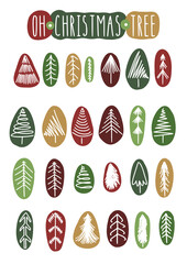 set of christmas trees illustrations