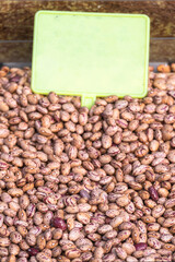 Background texture of dried kidney bean price tag,