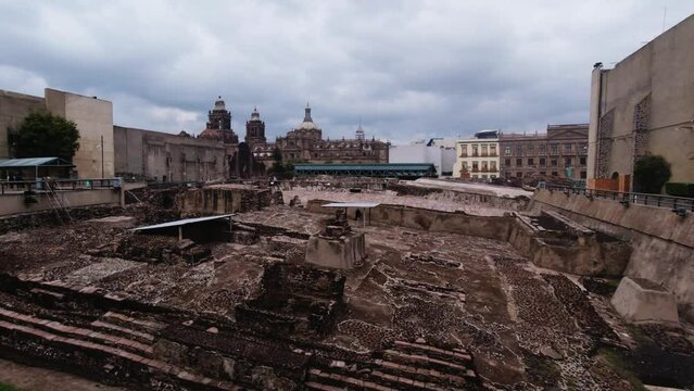 Archaeological ruins UNESCO heritage Templo Mayor Aztec culture Mexico City Main Temple