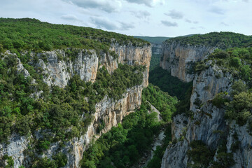 Foz de Arbayún, a huge limestone canyon eroded by the Salazar river. Navarra, Spain