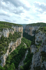 Fototapeta na wymiar Foz de Arbayún, a huge limestone canyon eroded by the Salazar river. Navarra, Spain