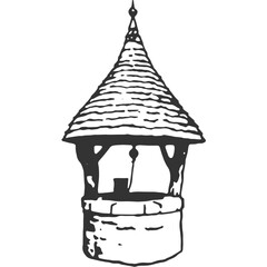 Water Well Vintage Illustration Vector