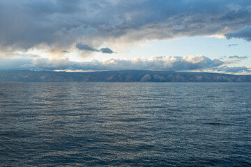 Summer sunset on Lake Baikal Siberia.