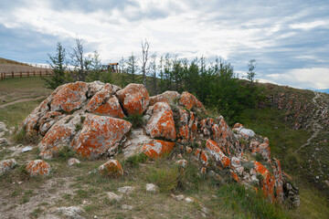 Rocks of south part of Olkhon island, summer