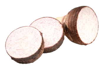 Fresh Taro isolated on white background, Fresh Taro or Satoimo potatoes isolated on white PNG file