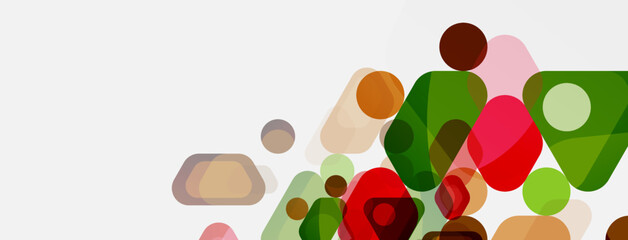 Color bubbles and rounded geometric shapes on white. Vector geometric minimal abstract background for wallpaper, banner, background, landing page