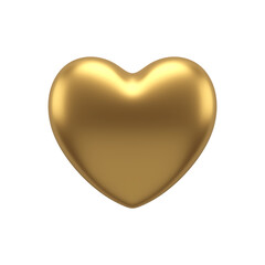 Golden heart 3d icon. Smooth gradient christmas present in creative style