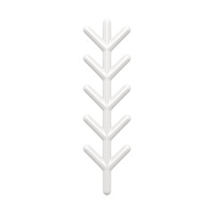 Abstract snow white christmas branch 3d. Decorated sprig with needles for festive winter decor