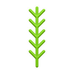 Abstract green christmas branch 3d. Decorated sprig with needles for festive winter decor