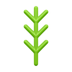 Obraz premium Abstract green christmas branch 3d. Decorated sprig with needles for festive winter decor