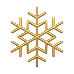 Christmas tracery golden snowflake 3d. Festive interior element with glitter