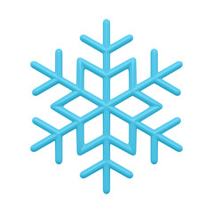 Christmas tracery blue snowflake 3d. Festive interior element with glitter