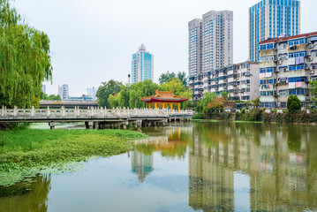 Plakat Yingbin Park, Yancheng City, Jiangsu Province, China