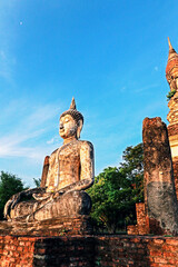 Fototapeta premium Traditional The old Buddha for worship in Thai temple