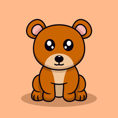 Vector illustration of cute bear and chibi animal