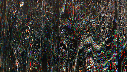 Glitch noise texture. Analog distortion. VHS tape damage. Red green brown color pixel artifacts on dark black abstract illustration background.