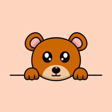 Vector illustration of cute bear and chibi animal