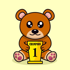 Vector illustration of cute bear and chibi animal