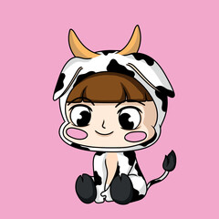 illustration art cute baby cow character  design