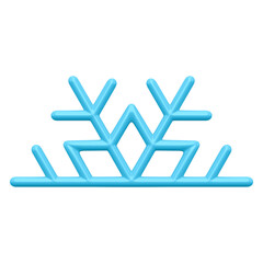 Blue figured half christmas snowflake. Realistic decoration of new year abstract interior