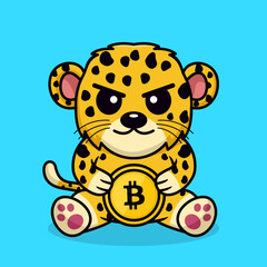 Vector illustration of cute cheetah and chibi animal