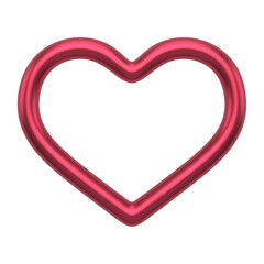 Red heart 3d contour. Realistic decorative design element. Romantic symbol of love