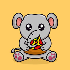 Vector illustration of cute elephant and chibi animal