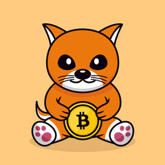 Vector illustration of cute cat and chibi animal