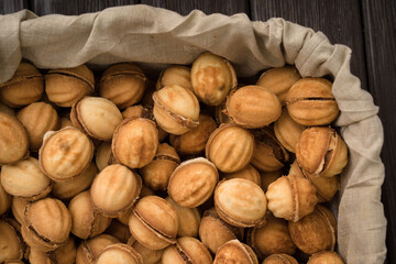 Close up of delicious cookies background.