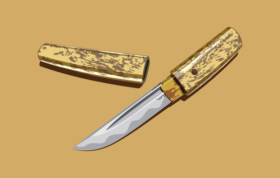 Puukko the Scandinavian knife in Japanese style illustration