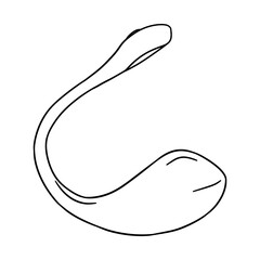 Obraz premium Vaginal vibrator. Dildo. Hand drawn illustration. Digital art. Sex toy. Fetish. Black transparent icon, isolated on clean white background. Vector EPS10. 