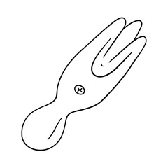 Fototapeta premium Vaginal vibrator. Dildo. Hand drawn illustration. Digital art. Sex toy. Fetish. Black transparent icon, isolated on clean white background. Vector EPS10. 