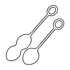 Vaginal balls. Hand drawn illustration. Digital art. Sex toy. Fetish. Black transparent icon, isolated on clean white background. Vector EPS10. 