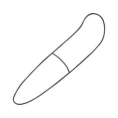 Vaginal vibrator. Dildo. Hand drawn illustration. Digital art. Sex toy. Fetish. Black transparent icon, isolated on clean white background. Vector EPS10. 