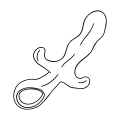 Vaginal vibrator. Dildo. Hand drawn illustration. Digital art. Sex toy. Fetish. Black transparent icon, isolated on clean white background. Vector EPS10. 
