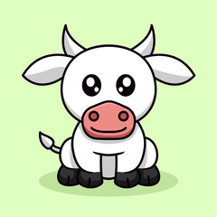 Obraz na płótnie Canvas Premium illustration of cute cow and chibi animal