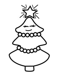 cute vector christmas tree for kids color book
