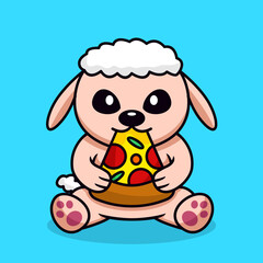 Fototapeta premium Vector illustration of cute goat and chibi animal