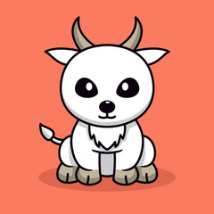 Vector illustration of cute goat and chibi animal