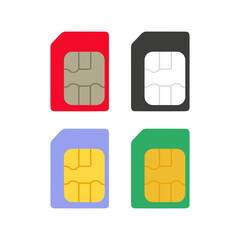 Sim card icons.  Mobile telephone cards. Vector illustration