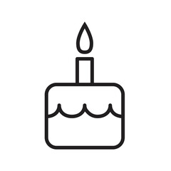 Single candle on single cake with line style icon